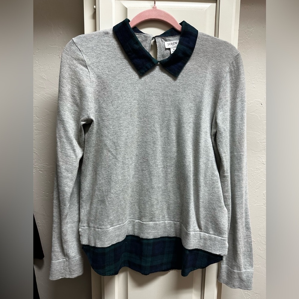 J crew sweater with built in flannel shirt